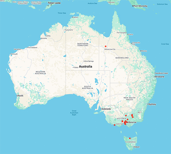 collecting locality map for 'Robinson, G.H.'