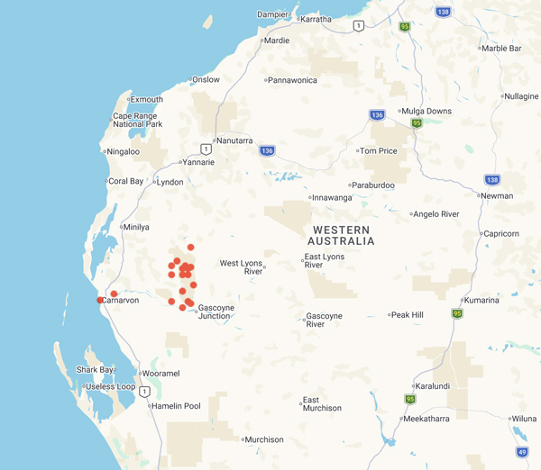 collecting locality map for 'Teichert, C.'